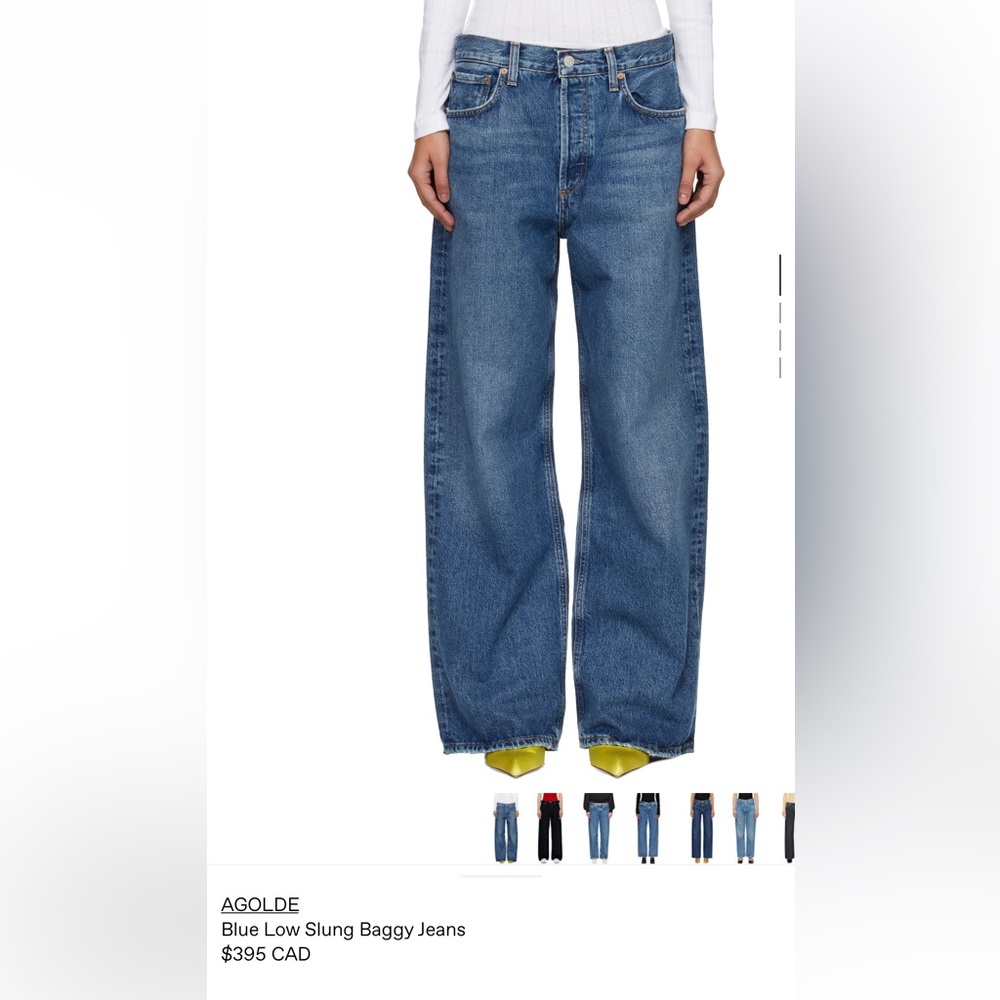 Agolde Blue Low Slung Baggy Jeans